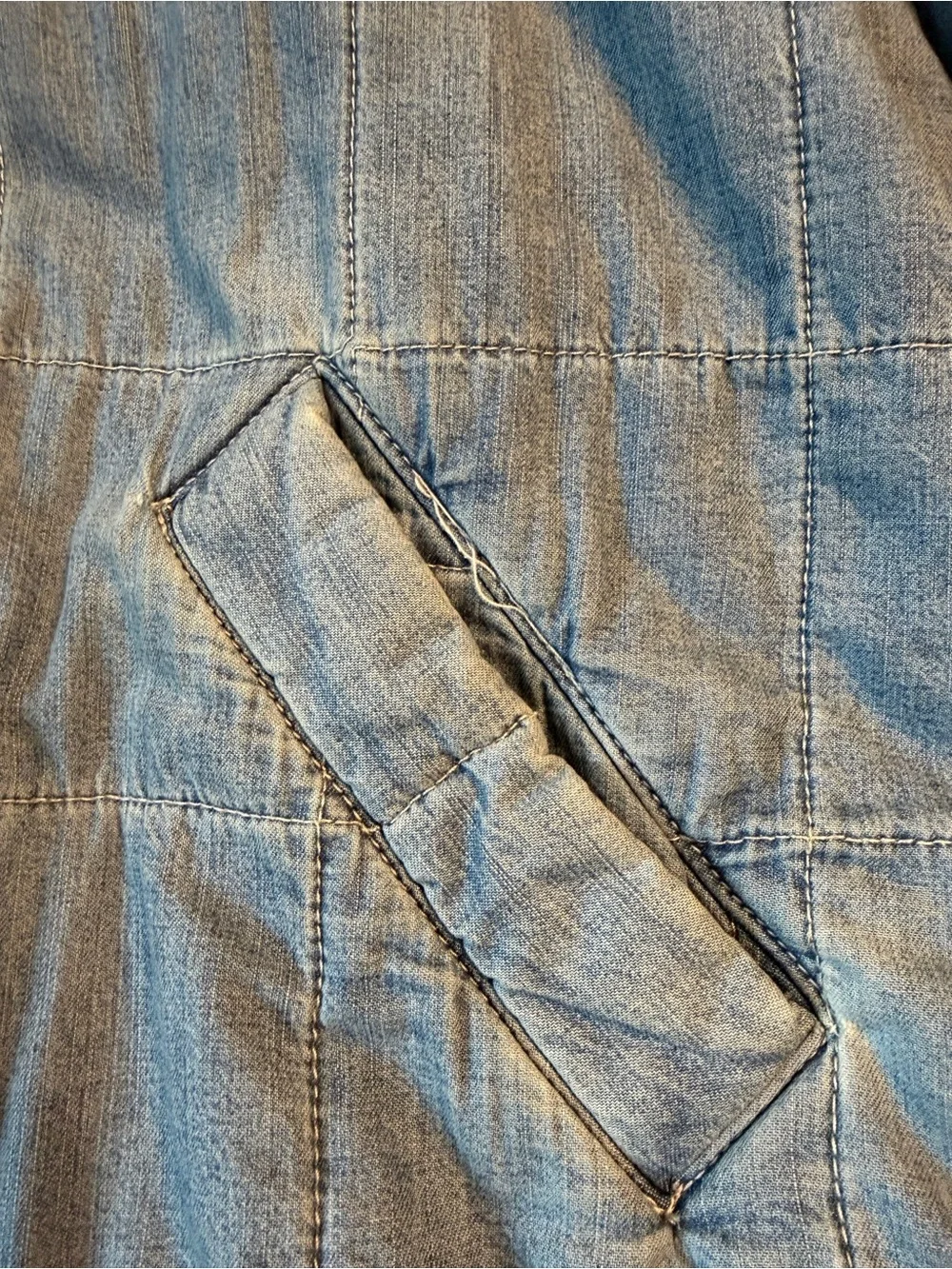 Free People Light Blue Quilted Denim Jacket
